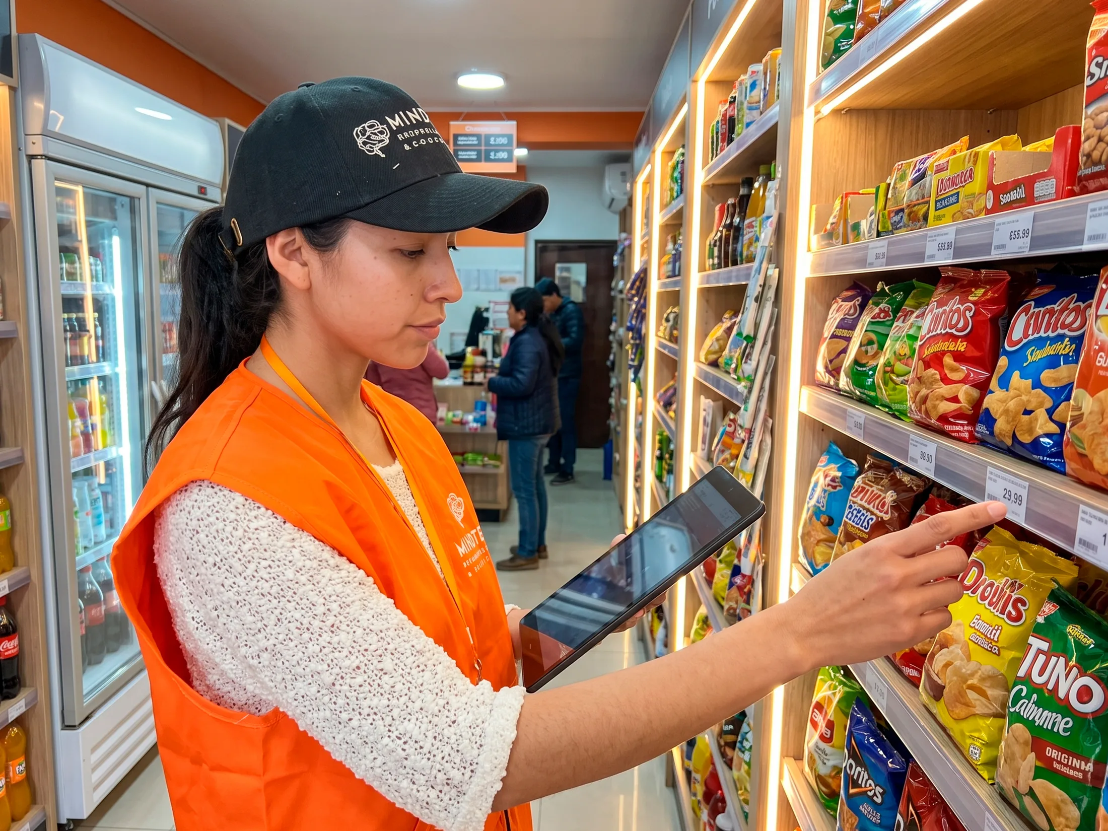 Investigador de campo observando el comportamiento del shopper en un punto de venta retail